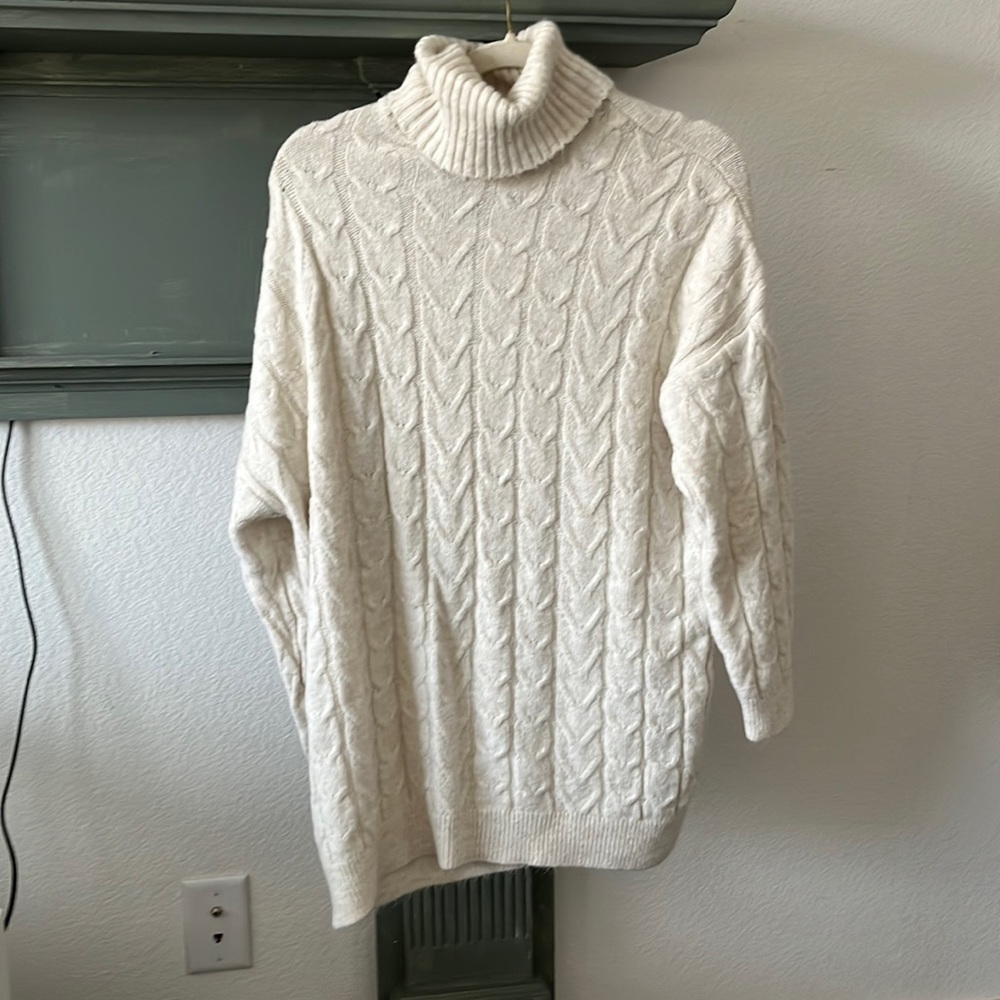 White turtleneck sweater dress